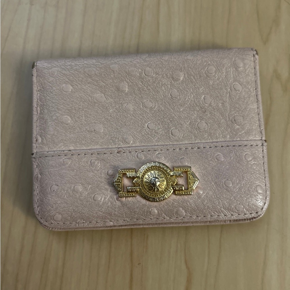 Gianni Versace Pink ostrich ID wallet 💗